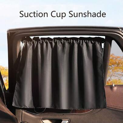 1/2 Pcs Car Side Window Sun Shades, Premium Polyester (Polyester Fiber) Material, Minimalist Black Design, Suction Cup Stretch Structure, Easy Installation, Effective Sun Protection & Privacy Protection, Fits Most Vehicles, Ideal For Summer Driving & In-Car Rest