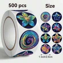 500张星星贴纸，奖励贴纸，儿童奖励贴纸，一卷500张星星贴纸，适用于奖励图表，闪亮激励贴纸，儿童教师教室全息星星贴纸 - 彩色 - 查看 5