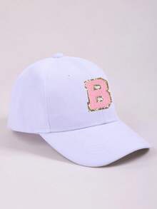 1pc Children's 26 Letter Pattern White Baseball Cap, Fashionable Sports Sun Hat Suitable For Kids School And Casual Wear, Adjustable Baby Baseball Cap - Multicolor - View 5