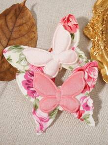 6pcs Double-Layer 3D Floral Butterfly Hair Clips, Fashion Accessories - Multicolor - View 5