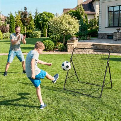  SPORTNOW Red de Rebote Plegable, Reboteador de Fútbol Ángulo Ajustable de 5 Niveles, con Tubo de Acero, Fácil de Instalar, para Entrenamiento de Fútbol, 120x73x112 cm, Negro
