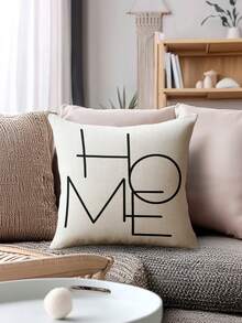 4 piezas Fundas de almohada de estilo bohemio con patrón geométrico abstracto y "HOME" de fibra de poliéster, material de lino vintage, cremallera invisible, lavable a máquina, patrón de línea minimalista y elegante, cierre con cremallera, fundas decorativas para almohada para el hogar, sofá, sala de estar, dormitorio, sin relleno de almohada - Multicolor - Ver 6