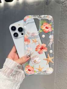 芙蓉花、海星、珍珠透明防摔手机壳，兼容苹果 16 Pro Max、XS、11、12、12 Mini、13、14、15、16、16 Pro Max、15 Pro、13 Pro Max、17、17 Air、17 Pro Max、12 Pro Max 以及三星 Galaxy A54 5G、A52、A14、A15、A12、S22、S21、A33 5G、A50、S24、S23、Galaxy S10 5G、A32 5G、Galaxy A55 5G、S10、Galaxy S23 Ultra、A53 5G、A05、S25、Galaxy A24 4G，男女皆宜的礼物 - 無色 - 查看 1