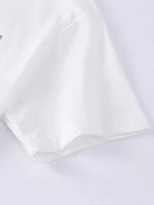 Annil Camiseta infantil de manga curta com gola redonda, suéter de tricô para crianças de tamanho médio e grande, blusa casual versátil. - white - Ver 5