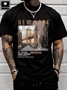 Ropa casual de calle para hombre, estilo callejero de Nueva York, Brooklyn, camisetas de moda, camisetas casuales estampadas de manga corta para hombre - Camisetas básicas de verano para hom - Blanco - Ver 8