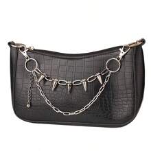 1pc Women's Fashion Versatile Punk Metal Bag Chain, European And American Alloy Rivet Bag Strap - Silver - View 1