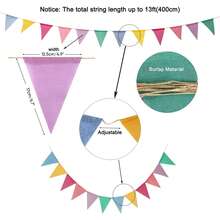 1/2pcs 4-Meter-Long Colorful Jute Triangular Flag Wreath, Triangular Banner Banner Hanging Ornament, Retro Style, Suitable For Room Background Decoration, Birthday, Wedding And Various Themed Party Decorations, Can Be Hung In The Home, Spring And Summer, Back To School Season, Garden Decoration And Other Occasions. - Colorful Flags - View 5