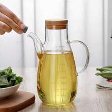 1pc Heavy Duty Glass Oil Bottle - Leak-Proof Kitchen Essential, Marked Scale, Multipurpose Bottle For Cooking Oil, Soy Sauce, Vinegar, Household Seasoning Container - Multicolor - View 15
