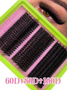 Hinarin 295 sợi mi giả D-Curl mềm mại, độ dày 60D+80D+100D, nối mi dày tự nhiên, tạo độ cong nhẹ, dài 10-18mm, mi giả 3D lông chồn, làm thủ công, tự làm tại nhà. - D - Xem 2