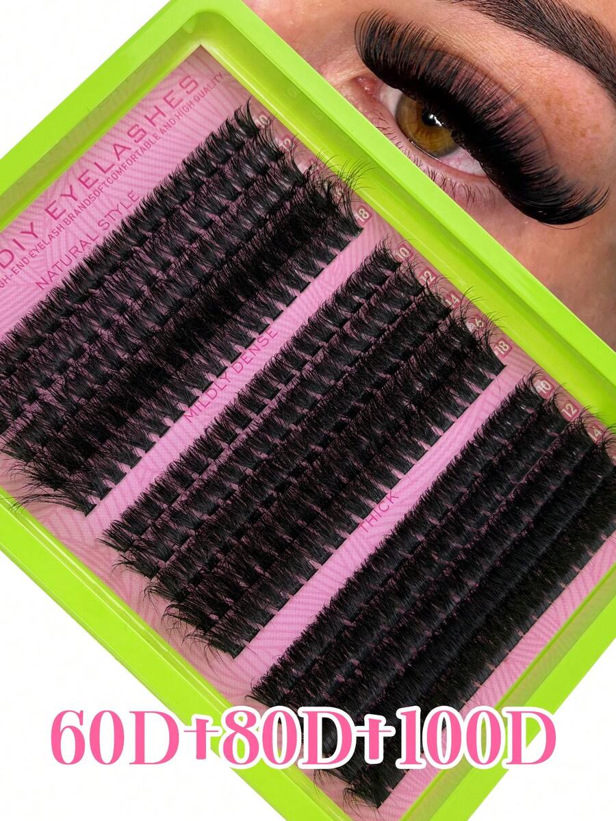 Hinarin 295 sợi mi giả D-Curl mềm mại, độ dày 60D+80D+100D, nối mi dày tự nhiên, tạo độ cong nhẹ, dài 10-18mm, mi giả 3D lông chồn, làm thủ công, tự làm tại nhà.