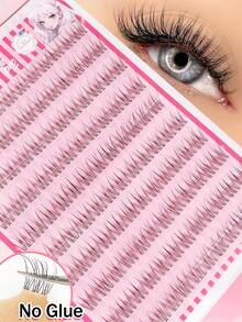 Rikuaild ﻿120pcs Self-Adhesive Natural Lashes Fish Tail Style False Eyelash Clusters, 12mm Length, No Glue Needed, Fluffy Individual Lashes, Self-Adhesive DIY Eyelash Extension, Pre-Glued Lash Clusters, Natural Lengthening C-Curl Lash Clusters, No Glue Or Makeup Remover Required, False Eyelashes, Lash Clusters, Individual Lashes, Eyelashes, False Lashes - C - View 1