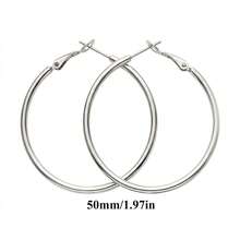 1对316L不锈钢2毫米粗圈耳环（30毫米/40毫米/50毫米/60毫米），防水不褪色金银色圆形耳环，低过敏性日常必备首饰/耳环，女士耳环，耳环，女士耳环 - 金黃色 - 查看 11