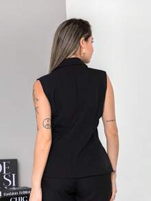 New Tailored Set Consisting Of Vest And Wide-Leg Trousers C6608 - Black - View 6