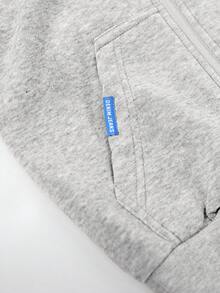 1pc Teen Boys' Casual Solid Color Sporty Minimalist Fleece Sweatshirt Jacket, Autumn/Winter Children Clothing - Grey - View 6