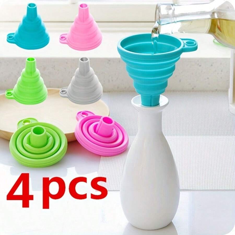 5er Set, Trichter, Kunststoff-Trichter Set, farbiges Multi-Größen Trichter Set für Milch, Öl, Saft, Honig, Essig - Kunststoff Weithals-Trichter geeignet für Camping, Picknick - langanhaltend & leicht zu reinigendes Flüssigkeitsübertragungswerkzeug, Küchen-Gießwerkzeug für Öl, Wein, Saft - Verschiedenfarbig - Übersicht 1