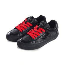 Ollieskate Black & Red Bottom Glitter Casual Skateboard Shoes, Streetwear Style For Men & Women - Black - View 4
