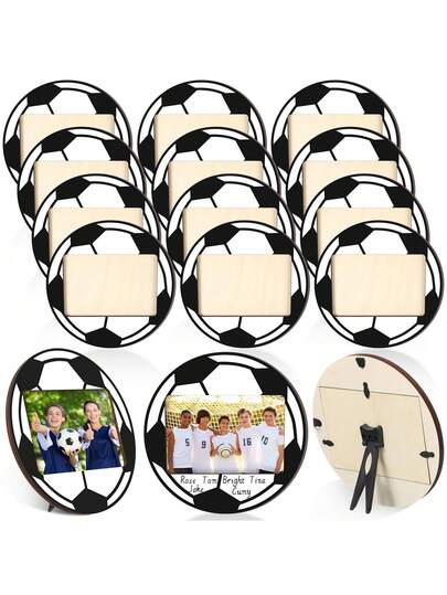 1 khung ảnh gỗ hình quả bóng đá, đựng ảnh 4" x 6", quà tặng cho người hâm mộ thể thao, trang trí bàn làm việc.