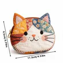 2Pcs Cartoon Cat Colorblock Fabric Coin Purse, Portable Mini Wallet For Daily Use & Festival Gifts - 2 Pcs - View 3