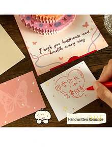 Thiệp chúc mừng sinh nhật hình bánh kem 3D, Thiệp quà tặng sinh nhật phong bì trang nhã, Thiệp chúc mừng sinh nhật hình bánh kem gấp sáng tạo. - Bộ - Xem 4