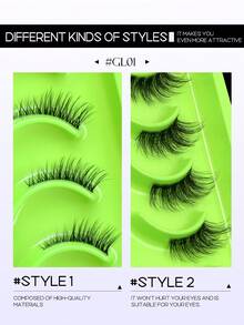 20对自然半片猫眼透明带假睫毛，蓬松轻盈3D仿貂毛假睫毛套装，柔软条状假睫毛 - 适合角色扮演假睫毛、睫毛、仿真睫毛 - 黑色 - 查看 4