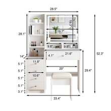 Makeup Vanity Desk With Mirror And Lights, 3 Adjustable Brightness Color Lighting Modes, Vanity Set With Drawers, Stool And Open Shelves, Dressing Table For Bedroom - US A Type Plug(110-127V) - View 2