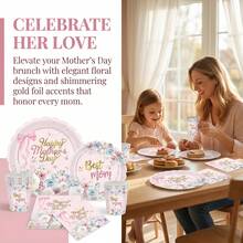 Bộ đồ dùng ăn uống dùng một lần 51 món dành cho Ngày của Mẹ này bao gồm 10 đĩa ăn tối, 10 đĩa tráng miệng, 10 cốc giấy, 20 khăn ăn, 1 khăn trải bàn và 1 banner kéo ra. Bộ đồ dùng ăn uống dùng một lần tiện lợi này rất phù hợp cho cắm trại, dã ngoại, tiệc nướng ngoài trời, đám cưới và tiệc sinh nhật. - Nhiều màu - Xem 6