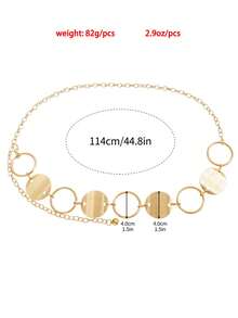 1pc Fashionable Personalized Exaggerated Metal Disc Splice Waist Chain Body Chain, Versatile Decoration For Dresses, Suitable For Street, Commute, Beach, Vacation And Multiple Occasions - Gold - View 5