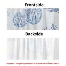 2pcs Ocean Coral & Starfish Printed Curtains, 2D Digital Printing, Blue Seaweed, Seashell And Starfish Printed On White Textured Background, Ocean Theme Design, 100% Polyester Sheer Curtain, No Lining, Suitable For Living Room, Bedroom And Beach House Decor - Multicolor - View 8