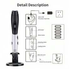 06A Super 3D Printing Pen With 12 Color PLA Filament, Stencil Book , Project Guide,3D Drawing Printer DIY Painting Pen /USB Cable - View 4