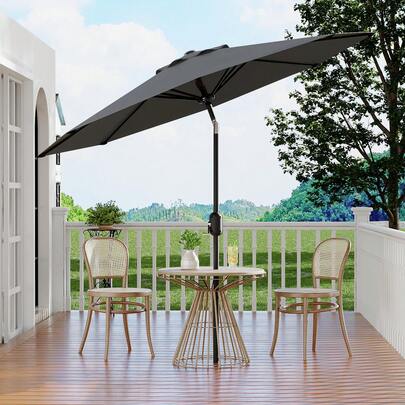 Techigher Garden Parasol Umbrellas, Outdoor Sun Shade With 8 Ribs & Hand Crank, Tilt Function, UV Protection, Air Vent, Sun Shade Canopy For Outdoor Gardens Pool Balcony Patio, Base Not Included