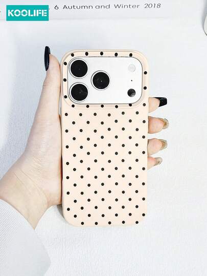 1 pieza Funda de teléfono de unicolor con lunares, material TPU, minimalista y de moda, cubierta protectora anti-caídas, adecuada para iPhone 17/17 Pro/17 Pro Max