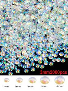 2000/800/400 viên/túi Đá giả kim cương nhựa, kích thước 2mm-6mm, trong suốt, dạng phẳng, dùng cho đồ thủ công DIY, trang trí móng tay, ốp điện thoại, giày dép, quần áo, đồ thủ công mỹ nghệ, đá trang trí móng, phụ kiện làm móng. - Trong sáng - Xem 12