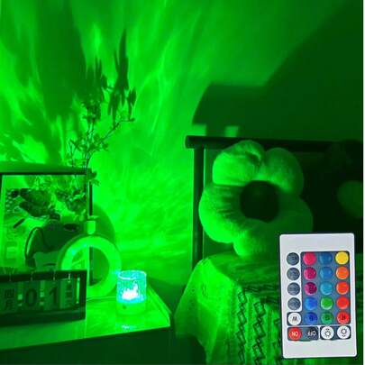 1pc Beautiful LED Projection Lamp With Water Wave Effect, Touch/Remote Control, USB Powered, 16 Color Changing Modes, Ideal Gift For Teens, Boys And Girls, Decor For Bedroom, Living Room, Holiday, Party Lighting