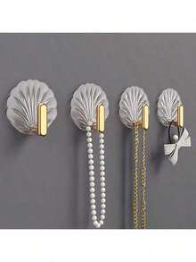 Shell Shaped Wall Hooks, Multi-Purpose Adhesive Hooks For Kitchen, Bathroom, Home Decor, No Drilling Required, With Strong Adhesive Backing For Wall, Bathroom Door, Etc. - Clear - View 7