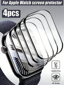 4pcs High Definition Screen Protector Film, Compatible With Apple Watch 40mm Series SE/6/5/4, Soft Clear HD Transparent Film, Scratch-Resistant, Bubble-Free, Compatible With Apple Watch 1/2/3 (38mm/42mm), 4/5/6/SE/SE3 (40mm/44mm), S7/S8/S9 (41mm/45mm), Ultra1/Ultra2/Ultra3 (49mm), Series 10/Series 11 (42mm/46mm) - Clear - View 16