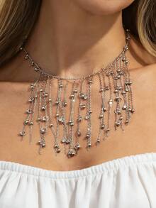 1件波西米亚风水钻镶嵌金属串珠流苏项链，优雅奢华，适合派对、日常休闲佩戴、情侣约会、女士节日生日等场合，百搭珠宝礼品。 - 項鍊 - 查看 12