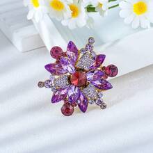 1pc Elegant Zinc Alloy Rhinestone Inlaid Brooch With Rich Color Layers, Suitable For Women's Daily And Party Wear - Flowers - View 12