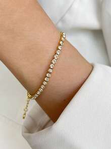 1 Pieza Pulsera de mujer con cadena de perlas, cierre de rosquilla y colgante de 26 letras. Lujo exquisito y discreto, estilo suave, ideal para uso diario o como regalo. - Multicolor - Ver 4
