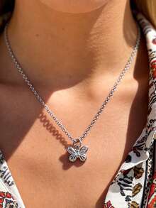 Mazuer 1 chiếc dây chuyền mặt hình bướm và ong dễ thương, mạ vàng 18K, kiểu dáng tối giản, thích hợp đeo hàng ngày và làm quà tặng cho phụ nữ. - Côn trùng dễ thương - Xem 7