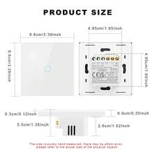 无需WiFi的智能触摸墙壁开关，钢化玻璃面板，背光指示灯，可选带或不带零线，快速模块化安装，嵌入式设计，阻燃PC+玻璃材质，10万次触摸寿命，适用于100W白炽灯/200W LED灯，适用于家庭/办公室 - 彩色 - 查看 4
