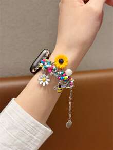 1 pieza Banda decorativa y elegante de joyería con estilo lindo y femenino, compatible con Apple Watch de 38mm, 40mm, 41mm, 42mm, 44mm, 45mm, 46mm, 49mm, correa para Apple Watch Series Ultra 11/10/9/8/7/6/5/4/3/2/1 SE - siete colores - Ver 4