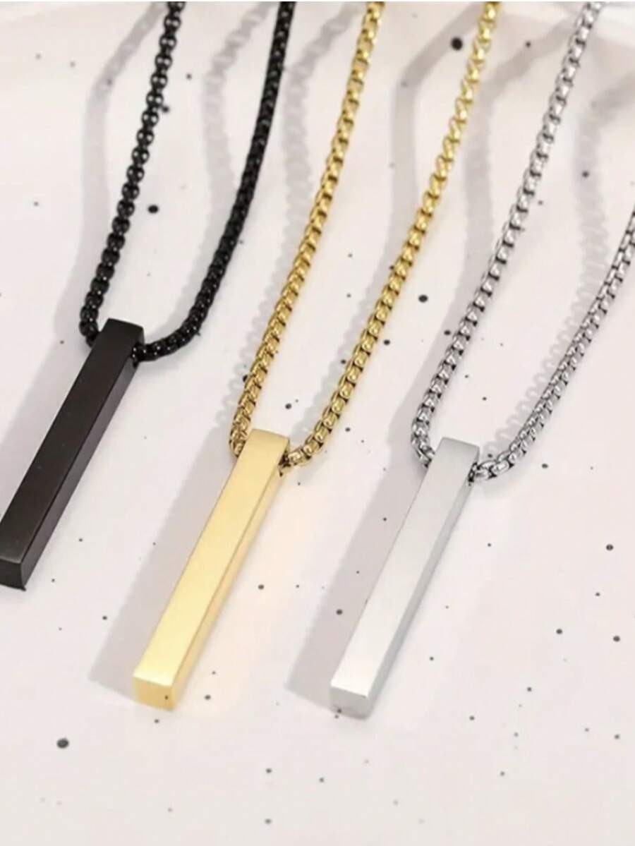 1件极简主义项链，冷艳风格百搭嘻哈几何吊坠长项链 - 彩色 - 查看 1