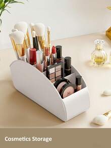 1pc Desktop Cosmetic Storage Box, Office Stationery Organizer Rack, Living Room Remote Control Storage Box, Large Capacity Multi-Compartment Storage Box - Multicolor - View 4