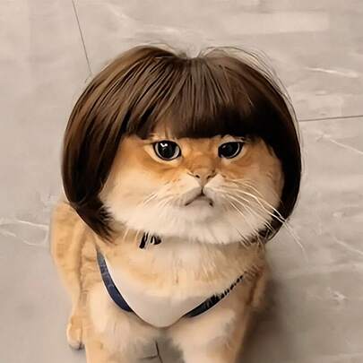 SANRIO 1pc Soft Polyester Pet Cat Dog Wig Accessory, Easy To Use Comfortable And Fashionable, Suitable For Parties And Photography, Fun And Stylish Design For Cosplay Enthusiasts
