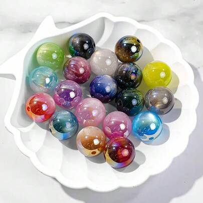 10pcs 14mm Acrylic Matte Cat Eye Beads, Dual Color, DIY Jewelry Making Supplies For Bracelets, Necklaces, Bag Charms, Holiday Gifts
