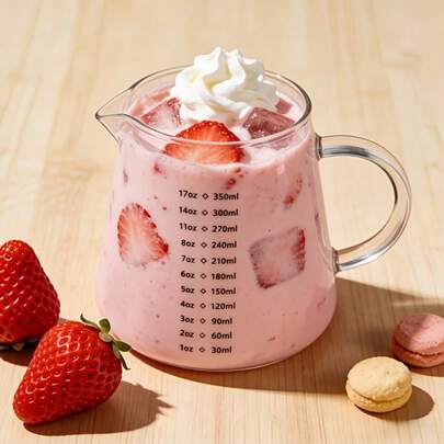 Bình tạo bọt sữa bằng thủy tinh borosilicate có vạch chia, thích hợp cho espresso, cà phê, trà, siro - Dùng cho nhà bếp và quán cà phê, phụ kiện nhà bếp trang nhã, đồ dùng nhà bếp bền bỉ.