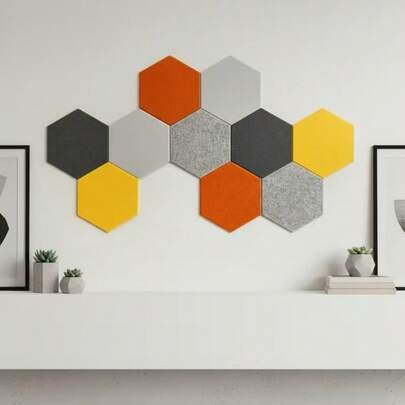 10 miếng dán bảng tin hình lục giác nhiều màu sắc, không cần khoan, trang trí tường cho tường ảnh, bảng tin nhắn, phòng ăn, phòng khách, phòng học, trang trí nhà cửa, tự dính.