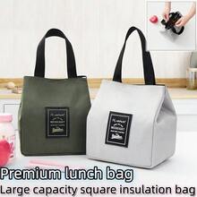 1pc/2pcs Large Capacity Insulated Lunch Bag, Oxford Cloth Picnic Bag, Square Insulated Lunch Tote Handbag. Thick Reusable Food Storage Container With Utensil Pouch, Portable Lunch Box Bag For Work, Camping, Travel, Office, School And Beach. - Multicolor - View 13