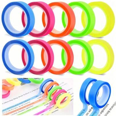 Cinta adhesiva de notas adhesivas de colores, cinta de papelería extraíble, cinta de memorándum transparente, resistente al agua para planificador DIY Decoración
