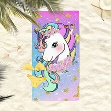 1条星空独角兽沙滩巾，超柔软超细纤维特大号沙滩毯，超强吸水浴巾，适合旅行、游泳池、潜水、冲浪、瑜伽、露营等场合，多种尺寸可选，沙滩、泳池、旅行、露营、瑜伽必备用品 - B - 查看 7